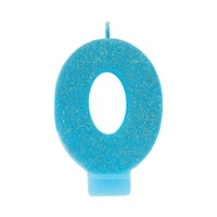 Blue Number 0 Candle