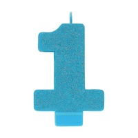 Blue Number 1 Candle