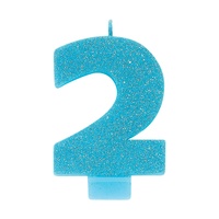 Blue Number 2 Candle