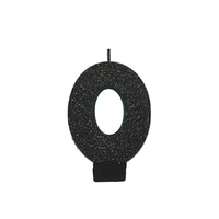Black Number 0 Candle