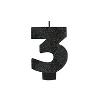 Black Number 3 Candle