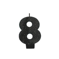 Black Number 8 Candle