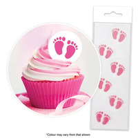 PINK BABY FEET WAFER TOPPERS PACKET OF 24 CAKE CRAFT