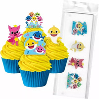BABY SHARK WAFER TOPPERS PACKET OF 16 CAKE CRAFT