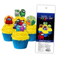 AMONG US  EDIBLE WAFER CUPCAKE TOPPERS 16 PIECE PACK