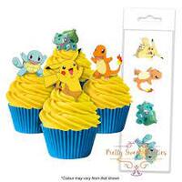 POKEMON EDIBLE WAFER CUPCAKE TOPPERS 16 PIECE PACK