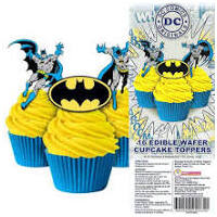 BATMAN EDIBLE WAFER CUPCAKE TOPPERS 16 PIECE PACK