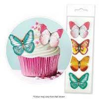 MIXED BUTTERFLY EDIBLE WAFER CUPCAKE TOPPERS 16 PIECE PACK