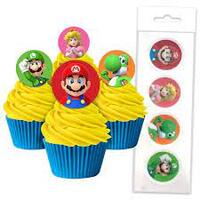 Super Mario Bros Edible Wafer Cupcake Toppers 16pcs