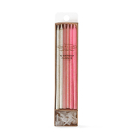 PINK GLITTER CAKE CANDLES (PACK OF 12)