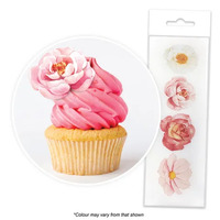 ASSORTED FLOWERS WAFER TOPPERS 16 Piece