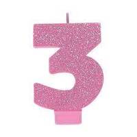 Pink Number 3 Candle