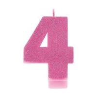 Pink Number 4 Candle