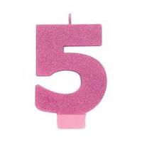 Pink Number 5 Candle