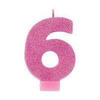 Pink Number 6 Candle