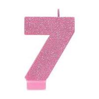 Pink Number 7 Candle