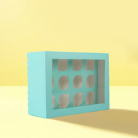 PAPYRUS SCALLOPED TALL CUPCAKE BOX (12 HOLE) - PASTEL BLUE