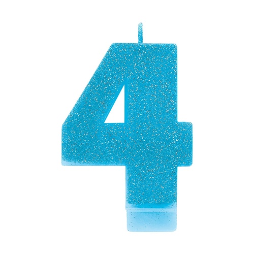 Blue Number 4 Candle