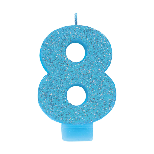 Blue Number 8 Candle