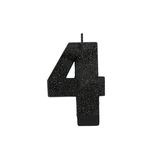 Black Number 4 Candle