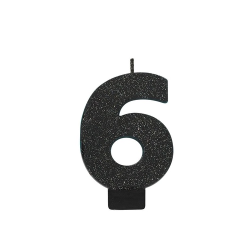 Black Number 6 Candle