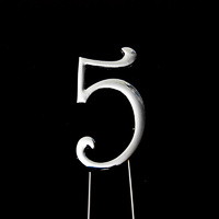 Number 5-Topper Silver large 8cm