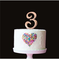 Number 3 -Topper Rose Gold large 7cm