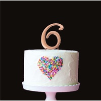 Number 6 -Topper Rose Gold large 7cm