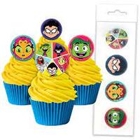 TEEN TITANS EDIBLE WAFER CUPCAKE TOPPERS 16 PIECE PACK