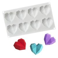 8 MINI 3D GEO HEARTS SILICONE MOULD