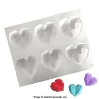 6 MINI 3D GEO HEARTS SILICONE MOULD