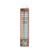 PASTEL STRIPED CAKE CANDLES (PACK OF 12)