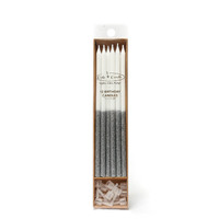 SILVER GLITTER DIPPED CAKE CANDLES (PACK OF 12)