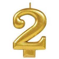 Gold Number 2 Candle