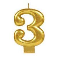 Gold Number 3 Candle