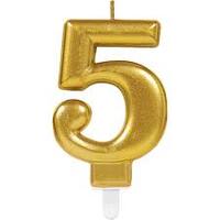 Gold Number 5 Candle