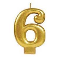 Gold Number 6 Candle