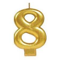 Gold Number 8 Candle
