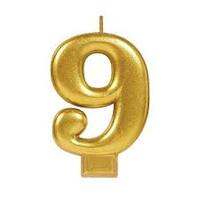 Gold Number 9 Candle
