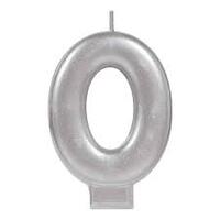 Silver Number 0 Candle