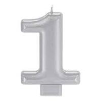 Silver Number 1 Candle