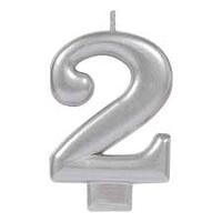 Silver Number 2 Candle