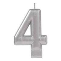 Silver Number 4 Candle