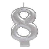 Silver Number 8 Candle