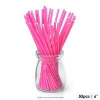 PINK 6 INCH LOLLIPOP STICKS- Cake Craft 50pc