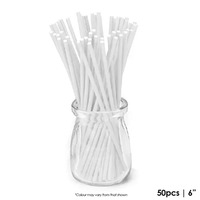 WHITE 6 INCH LOLLIPOP STICKS- Cake Craft 50pc