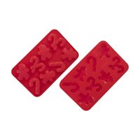 DAILY BAKE SILICONE GINGERBREAD & CANDY CANE 8 CUP CHOCOLATE MOULD SET 2 - RED
