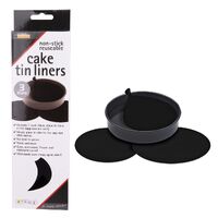 NON-STICK REUSABLE CAKE PAN LINERS SET 3 (18, 20 & 23CM) - BLACK