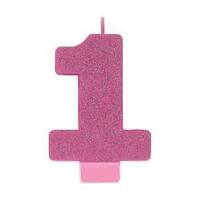 Pink Number 1 Candle