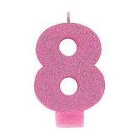Pink Number 8 Candle